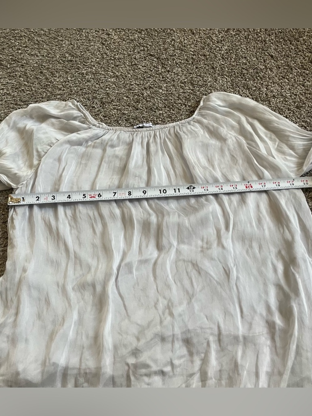 Tempo Paris Silk Blouse Tunic Ruffle 3/4 Sleeves Romantic Peasant Medium Italy - Picture 3 of 8